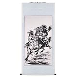 EXP Handmade "Eight Horses" Scroll Wall Art Painting
