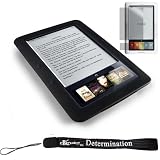 Kroo Skin Case For Barnes & Noble Nook E-Reader (Black) + Includes a 4-Inch eBigvalue Determination Hand Strap + Full set of Screen Guard Protector for your Nook