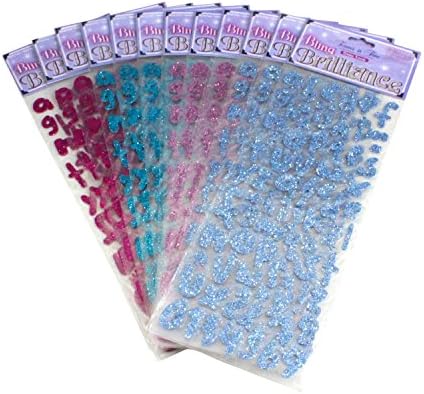 Forever In Time Glitter Stickers - Set of 12 - Magenta, Teal, Sky Magenta, &amp; Sky Blue
