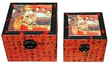 Asian Home Decor & Unique Gifts - 8 Ming Flying Emperor Oriental Storage Boxes (Set of Two)