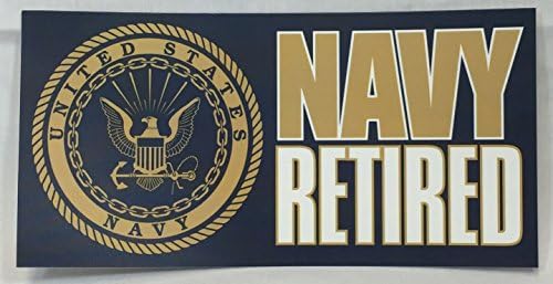(Pack of 2) Navy Retired Stickers, 7" x 4", Blue, White and gold
