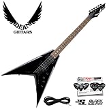 Dean VMNTX Dave Mustaine Classic Black V Electric Guitar with Planet Waves 12 Pick Shredder Pack