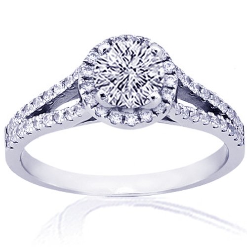 1.45 Ct Round Cut Halo Diamond Engagement Rings 