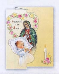 Cromo Baptism Invitation - Our Lady of Guadalupe - ENGLISH - 100 per pack - Envelopes Included