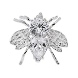 Simulated Clear C.Z. (.925) Sterling Silver Bee Pin/Pendant