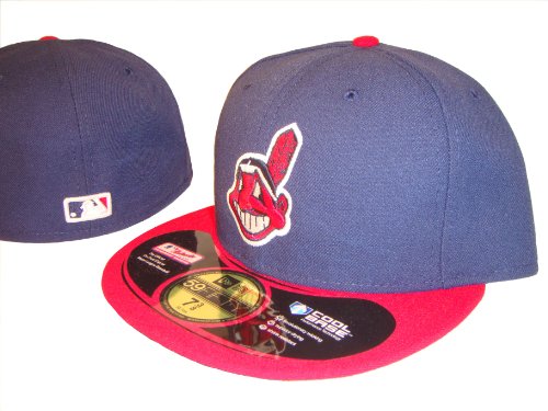 Cleveland Indians Red & Blue New Era 5950 Fitted Baseball Cap Size 7 1/2