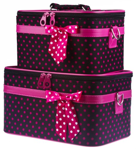 Ever Moda Polka Dot Collection Makeup Train Case (2-piece set)
