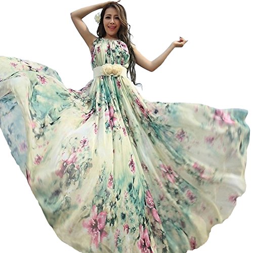Medeshe Women's Summer Floral Long Beach Maxi Dress Lightweight Sundress (Length-125cm)