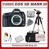 Canon EOS 5D Mark III Digital Camera, with SSE Starters Kit, Includes 8GB High Speed CF Card, High Speed Card Reader, Extra LP-E6 Replacement Battery, Pro Fluid Head Tripod, Soft Carrying Case, Starters Kit and more...