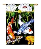 Koi Pond Silk Reflections Garden Size Flag