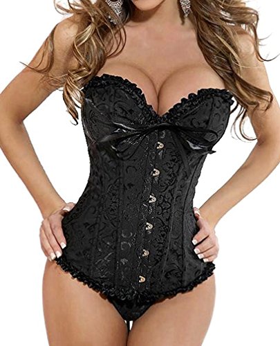 Imilan Black Corset Waist Training Bustiers Top Bodysuits for Women