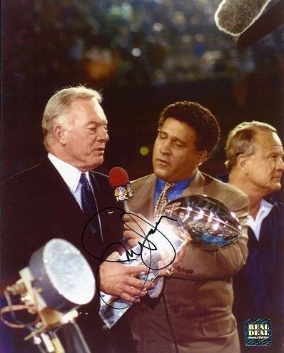 Jerry Jones Autographed/Hand Signed Dallas Cowboys 8x10 Photo with Super Bowl Trophy