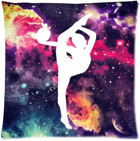Funny Gymnastic Galaxy Design Zippered pillowcase DIY Pillowslip Decorate Sofa Bed Pillow case cover 18x18 inch (one side)