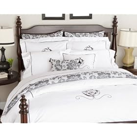 Pinzon Birds Egyptian Cotton Full/Queen Duvet, Black