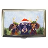 Limited Edition Violano Cigarette Money Case Dachshund Santa & Reindeer