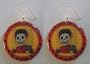 Day of the Dead w/heart Bottle Cap Earrings