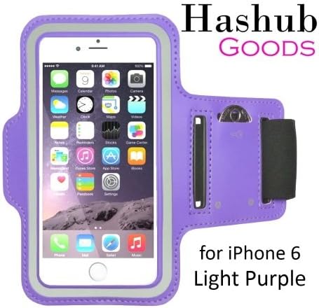 Hashub Sports Running Armband for Apple iPhone 6 or 6 Plus and others - Great for working out, walking jogging running lifting biking hiking skateboarding dancing yoga pilates and more (iPhone 6 Light Purple)