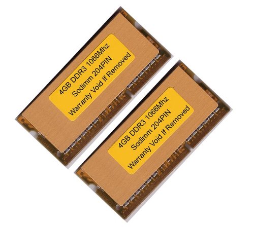 Komputerbay 8GB (2x 4GB) DDR3 SODIMM (204 pin) 1066Mhz PC3 8500 for Apple 8 GB with SODIMM Heatsink for extra cooling (7-7-7-20)