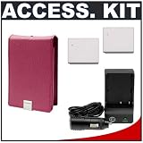  : Canon PowerShot PSC-1000 Deluxe Leather Case (Pink) + (2) NB-4L Batteries & Charger Kit for SD1100 IS, SD1000, SD600, SD400 Digital Cameras