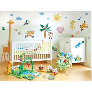 FunToSee Fisher Price Animals of the Rainforest Room Make-Over Kit, 47 Wall Stickers