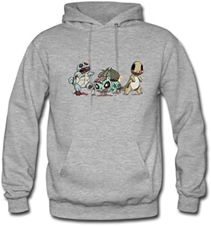 MeowStore Men's Japan Cartoon Pokemon Zombie Pet Hoodies Coat Small Grey