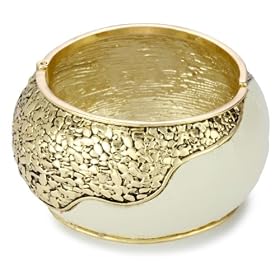 Belle Noel 14k Yellow Gold-Plated Nugget and Leather Cuff Bra