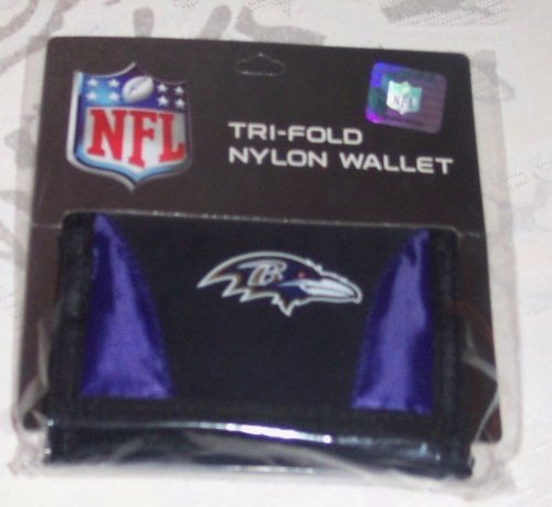 BALTIMORE RAVENS Crest NFL Tri Fold Nylon Black Wallet
