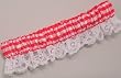 Gingham Garter with White Lace Ruffle, Red