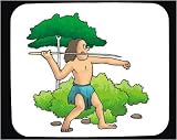 Decorated Mouse Pad with man, tree, Aborigine, standing, Australia, throwing, spear, weapon, pebbles, plants