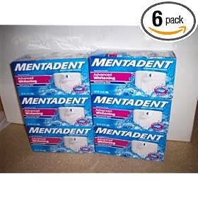 Mentadent Advanced Whitening Fluoride Toothpaste with Baking Soda and Peroxide, Refreshing Mint, 3.5-Ounce Containers (Pack of 6)