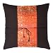 Decorative Handmade Black & Red Floral Thai Silk Cushion Cover / Pillow Sham