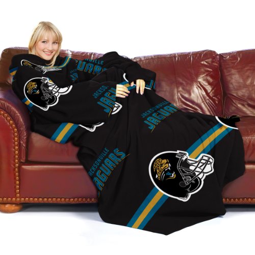 NFL Jacksonville Jaguars Adult Comfy Throw, Officially Licensed Blanket with Sleeves 