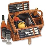 Handwoven Willow Service for Two Wine Carrier and Picnic Basket