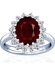 Platinum Oval Cut Ruby Ring With Sidestones