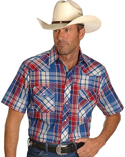 Wrangler Men's Short Sleeve Assorted Stripe Or Plaid Western Shirts