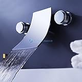 バスルーム・キッチン用混合水栓 洗面用蛇口 クロームメッキ シルバー色 壁付 滝型 (2ハンドル) MPAZ019