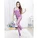 Chinatera Sexy Women Fluorescent Hollowed Fishnet Open Crotch Crotchless Bodystocking Pantyhose Stockings Lingerie Nightwear Nightclub Jumpsuit Outfit Set (Purple)