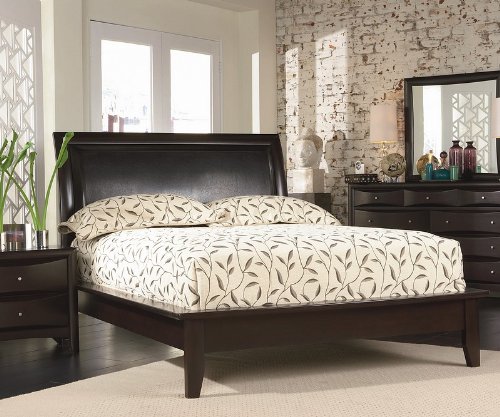 Contemporary Cappuccino Finish Eastern King Size Platform Bed