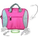 Amazon Kindle DX 2-Tone Tag Series Carrying Case ( Pink - Silver ) + White Rapid Kindle DX Car Charger + White Kindle DX Wall Charger + White Ebook Reader LED Light + Live*Laugh*Love Wrist Band!!! (Kindle DX Not Included)