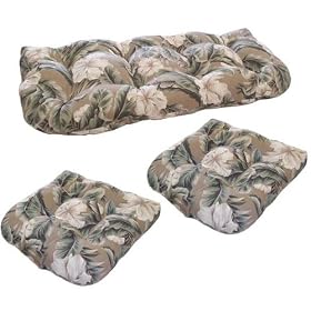 3-Piece Wicker Furniture Cushion Set - Palm Floral Birch from Furniture Cushions