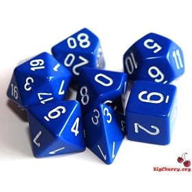 Poly Dice Set, Blue, 7 Polyhedron Dice Set D4 D6 D8 D10 D12 D20 D00