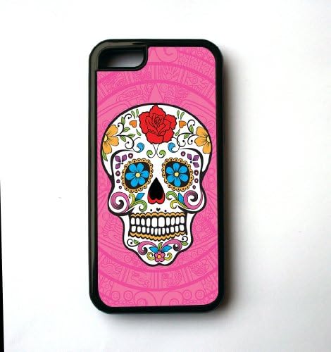 Bright Hot Pink Sugar Skull Case for iPhone 5c By Case Envy (Hard Silicone Rubber Case)