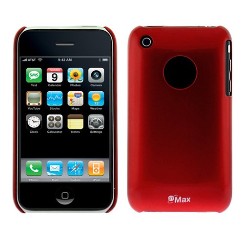 GTMax Durable Slim Fit Snap On Back Hard Cover - Red for AT&T Apple IPhone 3G - Iphone 3G s 3GS Smartphone
