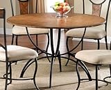 Round Dining Table with Wood Top in Black Finish