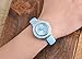 Top Plaza Fashion Women's Cuff Watch, Round Case PU Leather Band, Blue