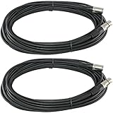 2 pack 50 foot FT 3 Pin XLR Mic Microphone Cable Male to Female balanced & shielded