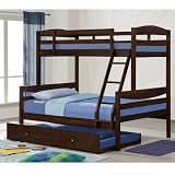 Walker Edison Solid Wood Bunkbed Twin-Double with Trundle (Brown) BWTODWB-TB