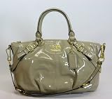 Coach 15921 Madison Patent Leather Sophia Convertible Shoulder Bag Beige 51O5vir3tuL. SL160 NEW AUTHENTIC COACH MADISON METALLIC LEATHER SOPHIA CONVERTIBLE SATCHEL (Gunmetal/Silver)