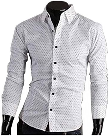 LaiGouMai Men's Top Designed Slim Fit Casual Polka Dot Long Sleeve Shirts
