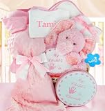 Minky Dots Personalized Baby Girl Gift Basket